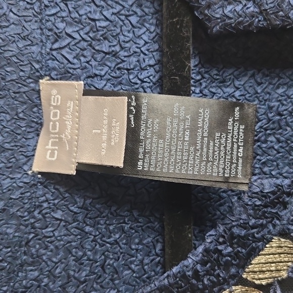 Chico's-Jacket Travelers Collection Blue Trapeze-Size 1 (8/10 Medium) - Picture 6 of 17